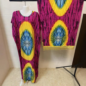 Robe africaine en gros avec écharpe, robe d'été pour femme à manches courtes en coton, imprimé Boubou, vêtements africains grande taille, <span class=keywords><strong>Kanga</strong></span> Abaya - Product Image 3