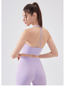 Women Twist Front Deep V Halter Yoga Tank <b>Top</b> Removable Chest Pad Breathable Buttery Soft Sports Crop <b>Low</b> for Pilates Gym - Product Image 2