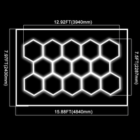 Lampu LED Plafon Bengkel Detailing Heksagonal KCX 8FT*16FT untuk Toko Mobil dan Garasi, Lampu Sarang Lebah, Lampu LED Heksagonal