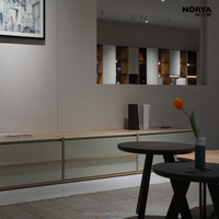 Meuble TV NORYA en Noyer Massif Style Rétro Moderne, Console Multimédia Écologique pour Salon, Chambre et Salle à Manger