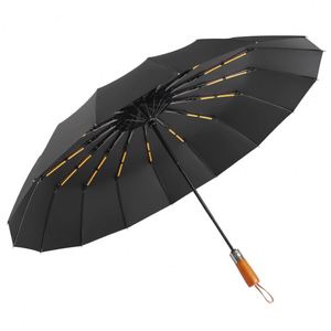 Paraguas Automático Impermeable y Resistente al Viento de 23 Pulgadas con Mango de Madera, Logotipo Personalizado, Color Pastel Puro, 3 Pliegues, 16K - Product Image 1
