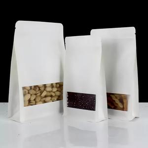 Cấp thực phẩm khóa zip có thể khóa lại đứng lên túi kraft nâu khối phẳng đáy vuông 3 lớp giấy kraft đồ ăn nhẹ có cửa sổ - Product Image 6