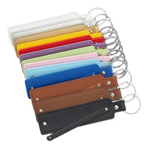 Porte-clés en cuir rectangulaire multicolore, accessoire de bijouterie simple à faire soi-même pour téléphone, sac, bracelet - Product Image 5