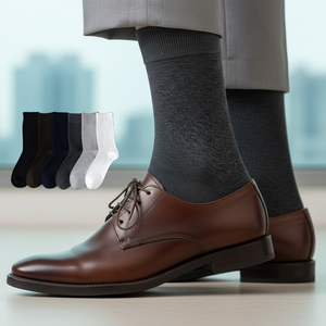 Chaussettes d'affaires en coton peigné 99% de qualité supérieure, bout <span class=keywords><strong>sans</strong></span> <span class=keywords><strong>couture</strong></span>, anti-boulochage, respirantes, pour usage professionnel au bureau, pour hommes - Product Image 1