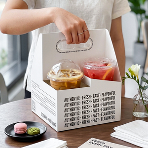 Poignées en carton personnalisées imprimées et recyclables pour 4 gobelets à emporter – Idéales pour les cafés et les gobelets à emporter - Product Image 3