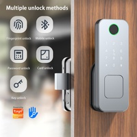 Kunci Pintu Pintar Glomarket Tuya untuk Gerbang Halaman Luar Ruangan, Baja, Dua Sisi, Sidik Jari, Akses Aplikasi Keamanan, Wi-Fi