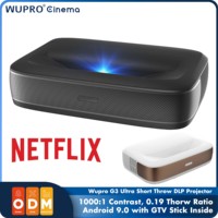 Proyector DLP de Alcance Ultracorto Wupro G3, 1080P FHD, 600 ANSI Lúmenes, 3D, Smart Android, RGB, Láser, Google TV