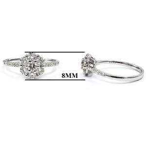 Fine 18k White Gold High Quality Diamond Cluster Classic Wedding Ring Band for Women - Product Image 2