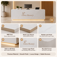 Comptoir d'accueil moderne en bois avec éclairage LED pour salon de beauté, hôtel, salle de sport, école – Design minimaliste