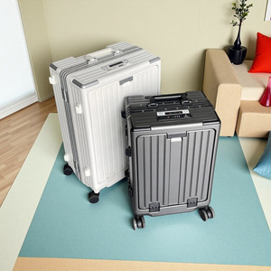 Valise trolley à ouverture frontale avec cadre en aluminium, 20 pouces, avec porte-gobelet, durable, pour voyages d'affaires, pour hommes - Product Image 5