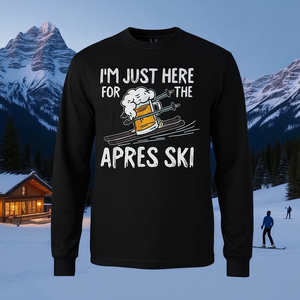 T-shirt à manches longues Apres Ski, design graphique ski et bière, textile doux - Product Image 3