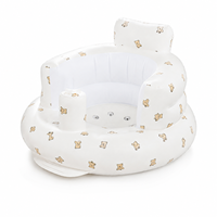 Canapé gonflable portable en PVC pour bébé avec imprimé ours mignon pour l'apprentissage de la position assise et l'utilisation intérieure/extérieure