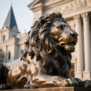 Statue de lion en Bronze grandeur nature personnalisée en usine Sculptures Décorations de jardin extérieures Gardien d'animaux en laiton - Product Image 1