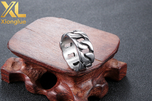 Stainless Steel <b>Metal</b> Retro Motorcycle <b>Chain</b> Ring Cuban Link <b>Chain</b> Ring - Product Image 5