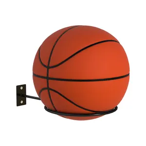 Black Mounted Ball Wall Storage Display Metal Ball Rack Holder For Basketball Football Volleyball Soccer