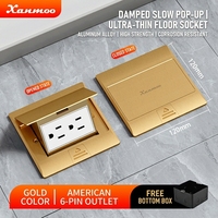 Enchufe de Piso Americano Estándar Empotrado Ultrafino Impermeable con Amortiguación de Aleación de Aluminio Tipo 120