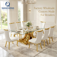 Ensemble de table à manger moderne en acier inoxydable avec cadre doré, meubles de luxe pour la salle à manger