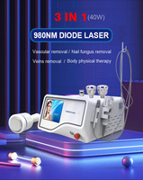Traitement laser professionnel 2 en 1 en acier inoxydable pour les ongles, les mycoses, les varices, les veines d'araignée, élimination des vaisseaux sanguins au laser diode 980 nm