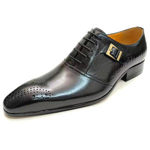 Zapatos Oxford Negros Cuadrados de Lujo Hechos a Medida para Hombre, Parte Superior de Cuero Genuino, Estilo Británico, Adecuados para Vestir Casual, de Negocios o Formal - Product Image 1
