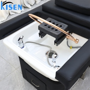 KISEN Bac à shampoing électrique réglable pour pédicure, lit de lavage moderne pour salon, cadre en acier inoxydable, utilisation hôtelière, lavage et massage des cheveux - Product Image 5