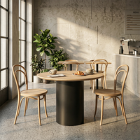 Socle de table cylindrique en fer noir thermolaqué robuste, grande colonne métallique, design moderne pour restaurant extérieur