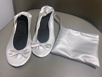 Chaussons plats jetables ballerines rose doré pour mariage, avec pochette zippée, pour après la fête