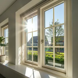 Ventanas modernas para uso ev doble panel con mosquitera para alumincasa de casa ventanas Vidrio abatibles de aluminio