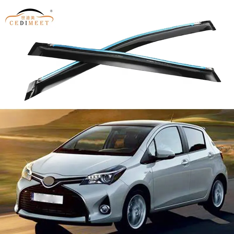 Kit de carrocería para parabrisas de ventana lateral trasera de coche, Deflector de protección solar cromado, visera de ventana para Yaris L 2014-2018