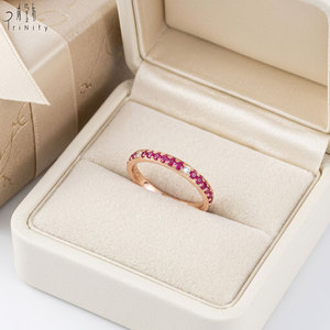 แหวนทองคำแท้ 18K สีโรสโกลด์ ประดับทับทิมธรรมชาติและเพชร ดีไซน์เรียบหรู ทันสมัย ยอดนิยม เหมาะสำหรับงานแต่งงานและงานเลี้ยง - Product Image 3