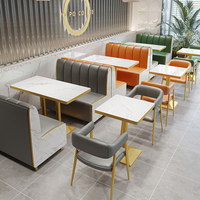 Ensemble de mobilier de restaurant commercial moderne de style luxueux, canapé en forme de banquette, tables et chaises combinées, restaurants, cafés, salons de thé, hamburgers, gâteaux