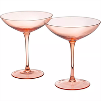 Verres à vin à longue tige de style nordique Vente en gros de qualité alimentaire Logo personnalisé haut de gamme Rose sans plomb pour verres à champagne et à margarita