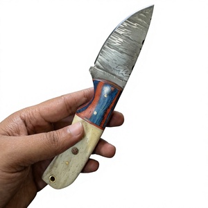 Couteau de camping à lame fixe en acier Damas avec manche en bois Pakka bleu 20 cm, couteau de survie DIY pour l'extérieur - Product Image 6