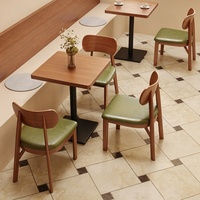 Chaises de salle à manger en bois et cuir pour mobilier commercial avec ensembles de tables pour la restauration, les restaurants, les cafés décontractés et les salons de thé