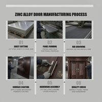 Porte d'entrée double battante robuste avec médaillon emblématique en bronze et fronton sculpté pour portail de villa