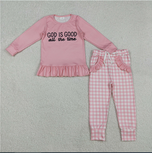 GOD IS GOOD All the Time Pantalon à carreaux avec poches pour enfants, vêtements pour frères et sœurs - Product Image 2