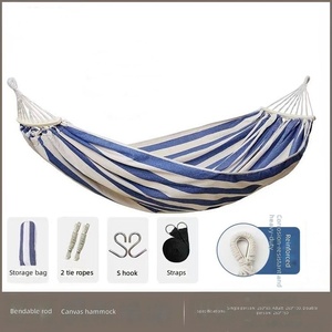 Hamaca <span class=keywords><strong>de</strong></span> Lona Anti-Vuelco, Hamaca Doble para Acampar al Aire Libre con Palo <span class=keywords><strong>de</strong></span> Madera Curvado y Diseño <span class=keywords><strong>de</strong></span> Pico <span class=keywords><strong>de</strong></span> Pato para Jardín, Parque - Product Image 3