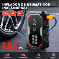 Compresseur d'air portable 3-en-1 150 PSI avec lumière LED et écran LCD, boîtier ABS, batterie externe 10000 mAh pour voiture