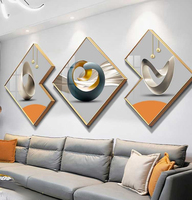 Peinture abstraite moderne de décoration de salon, peinture triptyque haut de gamme luxueuse, peinture suspendue en porcelaine de cristal