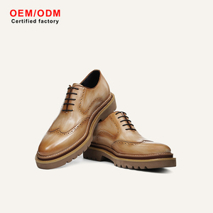 Zapatos Oxford de Cuero Genuino para Hombre, Diseño Personalizado OEM, Punta Puntiaguda, con Cordones, Aumentan la Altura, Suela de Goma Antideslizante, para Oficina, Otoño - Product Image 1