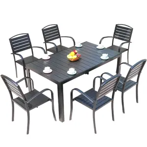 Fabrik großhandel individuelle Tische und Stühle für draußen Terrasse Kunststoff Holz Aluminium Tische und Stühle