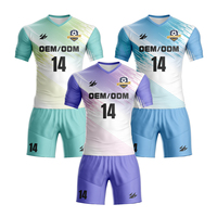 Set Jersey Sepak Bola Sublimasi, Dapat Disesuaikan dengan Desain Anda, Layanan OEM untuk Anak-Anak & Dewasa