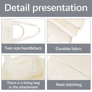 Sacs d'épicerie réutilisables avec logo personnalisé, longues bandoulières et poignées courtes, poche intérieure. Grand sac de shopping en toile. - Product Image 3