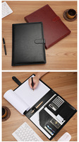 Vente chaude en gros A4 Pu cuir portefeuille dossier avec bloc-notes
