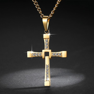 Semplice Da Tennis di Design Gioielli In Oro Placcato Della Collana Della Catena Religioso <span class=keywords><strong>Fast</strong></span> & <span class=keywords><strong>Furious</strong></span> Croce di Diamanti Del Pendente Della Collana per le Donne Degli Uomini - Product Image 3