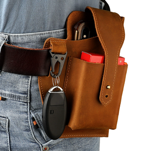Vente en gros pochette vintage pour téléphone portable en cuir véritable pour hommes sac de taille étanche avec boucle de ceinture étui pour téléphone portable pour hommes - Product Image 1
