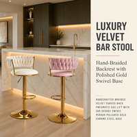 Sgabello da Bar Moderno Minimalista con Struttura in Metallo e Seduta in Tessuto, Braccioli, Sollevabile e Girevole, Finitura Dorata, per Uso Commerciale (Casa/Bar/Barcaia)