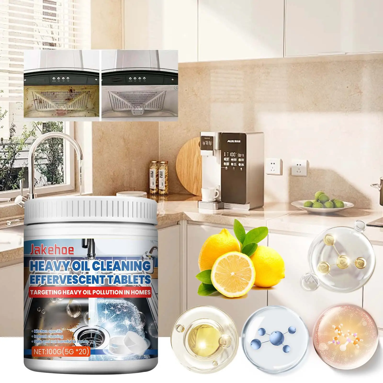 Best-selling kitchen cleaning effervescent tablets for cleaning kitchen stoves sinks range hoods stubborn dirt and stains