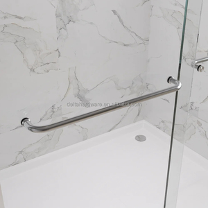 Hecho en China Níquel cepillado Baño Fusión Enmarcado Ducha deslizante doble 5/16 "Kit de recinto de puerta de vidrio templado transparente - Product Image 3