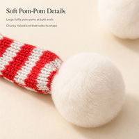 Écharpe de Noël pour chat en polyester tricoté avec pompon, rayée et côtelée, cache-cou pour animaux de compagnie, accessoires de Noël et d'hiver pour chats et chiens
