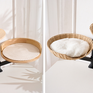Nueva <span class=keywords><strong>Cama</strong></span> Flotante de Doble Capa para Gatos, Ajustable en Altura, Ahorra Espacio, de Ratán y Madera Sólida para Interiores - Product Image 4